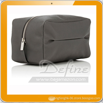 PU silvery zipper toiletry bag with handle